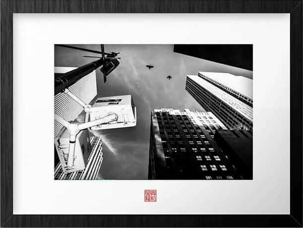 Framed street photograph with strong shadows