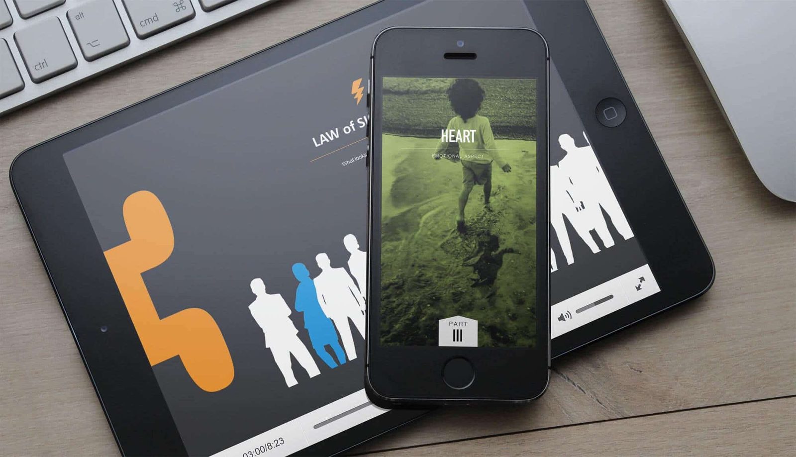 Street photography course videos on a tablet and phone
